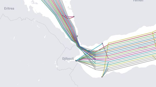Map of underwater communications cables running through the Red Sea.  - Sputnik International