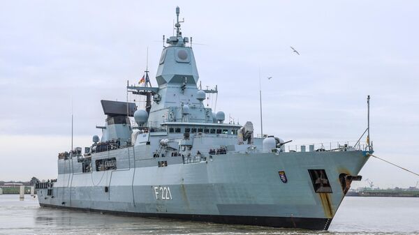 The frigate F 221 Hessen of the German Bundesmarine navy leaves its home port Wilhelmshaven for the Mediterranean Sea on February 8, 2024. - Sputnik International