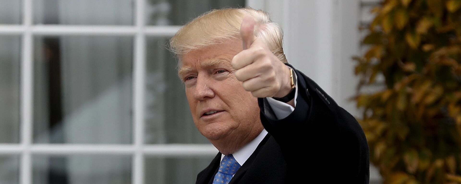 President-elect Donald Trump gives the thumbs up as he arrives at the Trump National Golf Club Bedminster clubhouse, Sunday, Nov. 20, 2016 in Bedminster, N.J. - Sputnik International, 1920, 28.02.2024