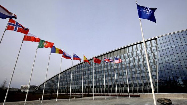 Flags of Alliance members flap in the wind outside NATO headquarters in Brussels, Friday, Feb. 28, 2020.  - Sputnik International