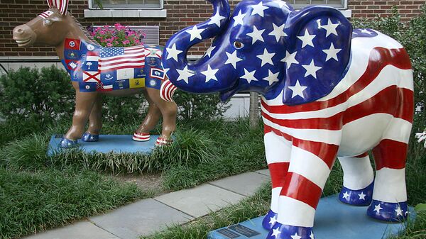 The elephant and the donkey - the symbols of the Republican and Democratic parties, on display in Washington, DC. File photo. - Sputnik International
