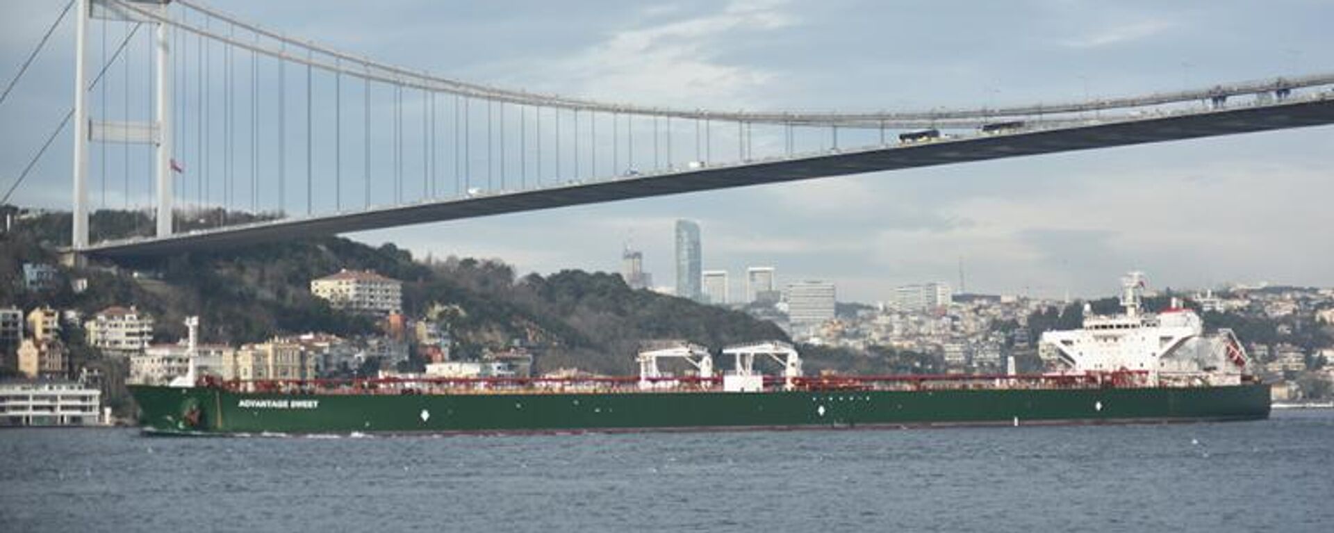 Advantage Sweet oil tanker cruising through the Bosphorus in January 2023, a few months prior to its seizure by Iran. - Sputnik International, 1920, 06.03.2024