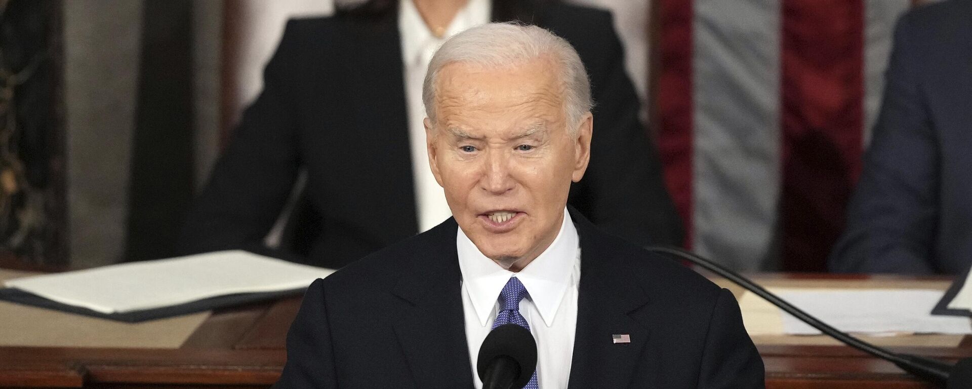 President Joe Biden delivers the State of the Union address to a joint session of Congress at the U.S. Capitol, Thursday March 7, 2024, in Washington.  - Sputnik International, 1920, 12.04.2024