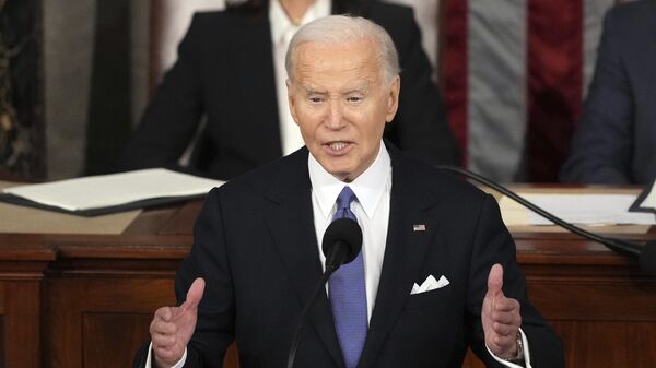 President Joe Biden delivers the State of the Union address to a joint session of Congress at the U.S. Capitol, Thursday March 7, 2024, in Washington.  - Sputnik International