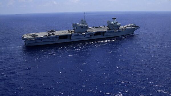 The UK's newest aircraft carrier HMS Queen Elizabeth in the Mediterranean Sea on Sunday, June 20, 2021.  - Sputnik International