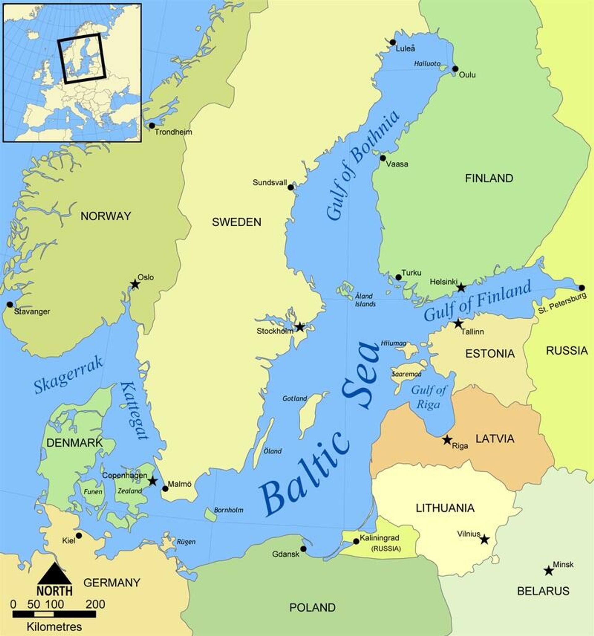 Map of the Baltic Sea and the countries of the region. - Sputnik International, 1920, 12.03.2024