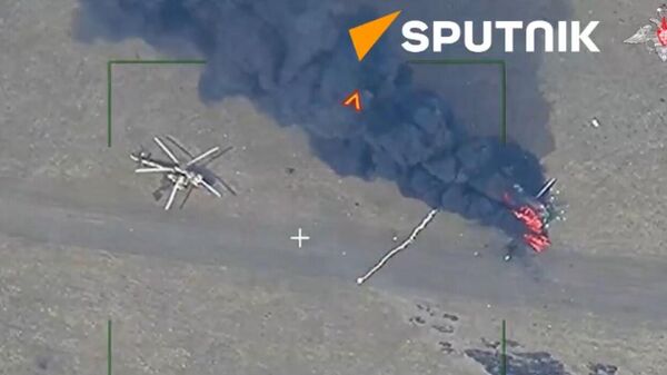 Destruction of Ukrainian Mi-8 Helicopters in Donetsk People's Republic  - Sputnik International