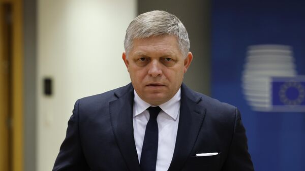 Slovakia's Prime Minister Robert Fico arrives to a round table meeting at an EU summit in Brussels, Thursday, Feb. 1, 2024. Slovakia's Prime Minister Robert Fico arrives to a round table meeting at an EU summit in Brussels, Thursday, Feb. 1, 2024. - Sputnik International