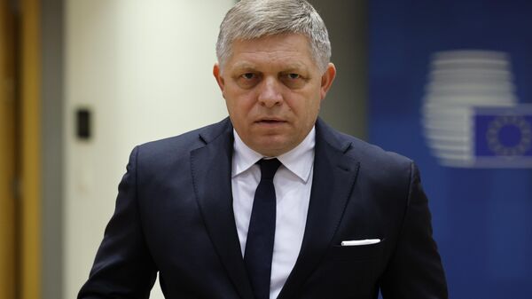 Slovakia's Prime Minister Robert Fico arrives to a round table meeting at an EU summit in Brussels, Thursday, Feb. 1, 2024.  - Sputnik International