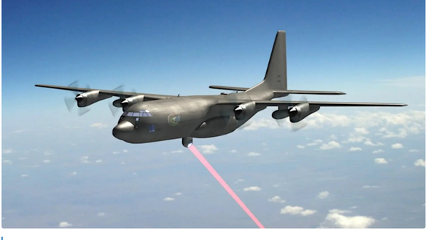 Screenshot showing a dated US Air Force rendering of an AC-130 with a laser directed energy weapon. USAF - Sputnik International