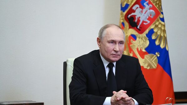  President Vladimir Putin addresses Russian citizens following the recent terrorist attack at the Crocus City Hall - Sputnik International
