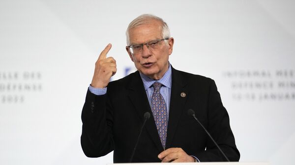 European Union foreign policy chief Josep Borrell speaks during a media conference after a meeting of European Union defense ministers in Brest, France, Thursday, Jan. 13, 2022 - Sputnik International