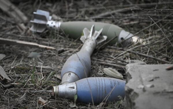 Ukrainian munitions found during the Russian demining operation in the Avdeyevka area. - Sputnik International