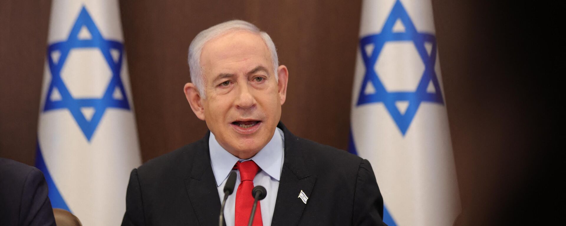 Israeli Prime Minister Benjamin Netanyahu attends the weekly cabinet meeting at his office in Jerusalem on September 27, 2023 - Sputnik International, 1920, 29.03.2024