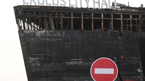 Crocus City Hall concert venue after terrorist attack and fire. - Sputnik International