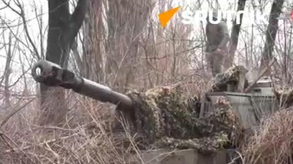 Russian Artillerymen destroy mortar crew and ammunition depot of  Ukrainian forces near Avdeyevka - Sputnik International