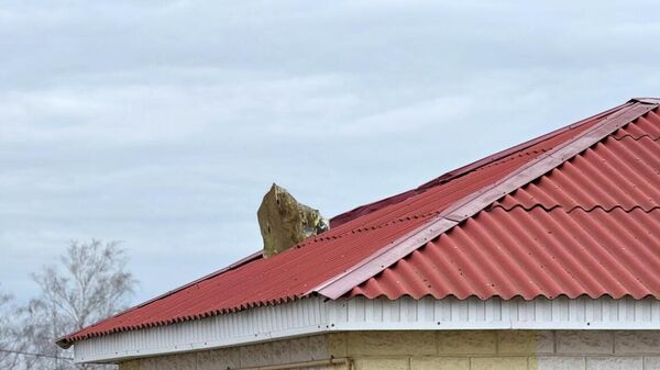A fragment of a Ukrainian drone on a roof of a residential building in Belgorod. March 14, 2024 - Sputnik International