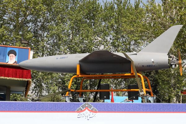 An Arash drone on display at the procession, held in Iran&#x27;s capital. - Sputnik International