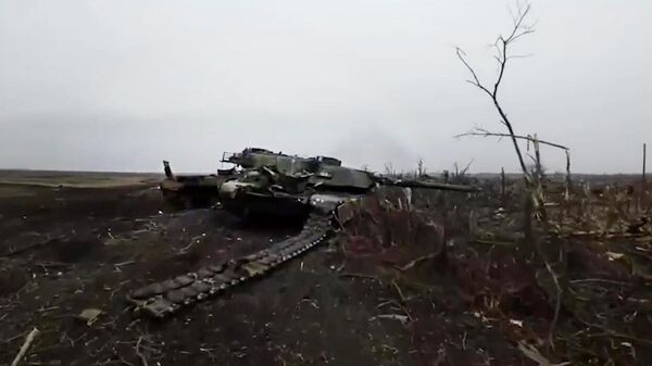  A destroyed Abrams tank near Avdeyevka. File photo - Sputnik International