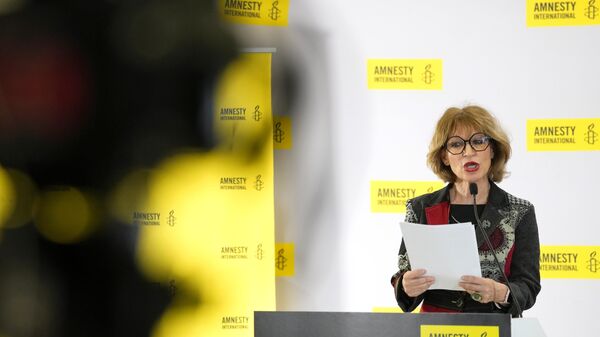 Agnes Callamard, Secretary General of Amnesty International, speaks at a press conference in London, ahead of the launch of 'The State of the World's Human Rights', its annual report on the global human rights situation, Tuesday, April 23, 2024. (AP Photo/Kirsty Wigglesworth) - Sputnik International