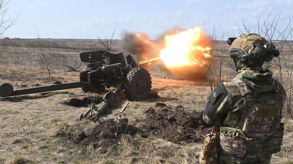 Russian artillery in action - Sputnik International