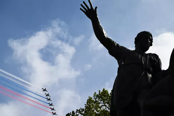 Su-25 fighter jets at the Victory Day parade's traditional fly-past over Red Square on May 9, 2024. - Sputnik International