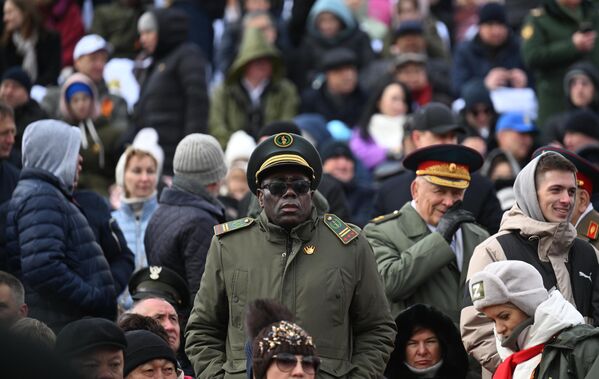 Guests assemble in the stands before the start of the military parade on Moscow&#x27;s Red Square in celebration of the 79th anniversary of Victory in the Great Patriotic War. - Sputnik International