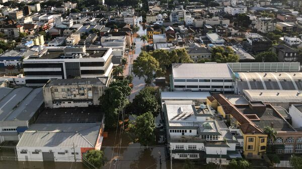 Aerial view of Floresta neighbourhood following flooding due to heavy rains in Porto Alegre, Rio Grande do Sul state, Brazil on May 6, 2024. - Sputnik International