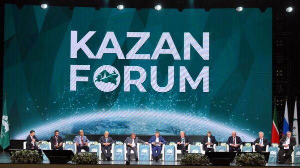 KAZANFORUM 2024. Plenary session: Financial and Logistics Infrastructure of Russia and the OIC Countries. Photos can be used on terms listed in the media-bank's Forum section. - Sputnik International