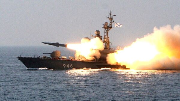 Launch of the supersonic anti-ship missile Moskit from a missile boat during exercises  - Sputnik International