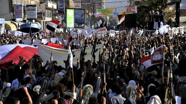 Protesters rally in Yemen against the UN Security Council Resolution and air strikes by coalition headed by Saudi Arabia
 - Sputnik International