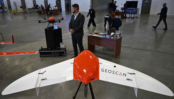 A Geoscan drone at the XV International Integrated Security Exhibition. - Sputnik International
