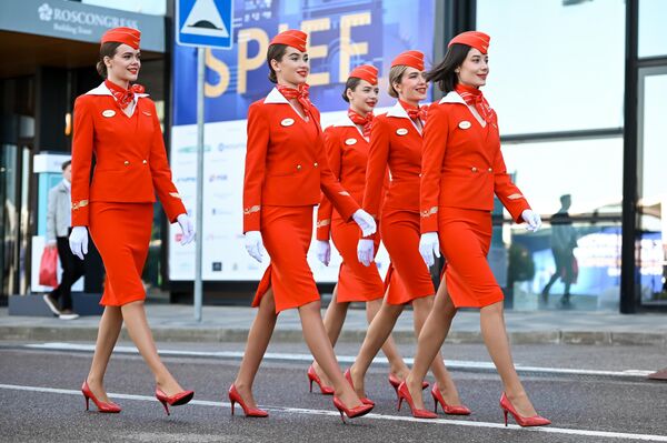 Aeroflot flight attendants at the SPIEF 2024. Aeroflot is the flag carrier and the largest airline in Russia - Sputnik International