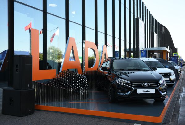 The stand of Russia&#x27;s Lada car brand at the SPIEF. - Sputnik International