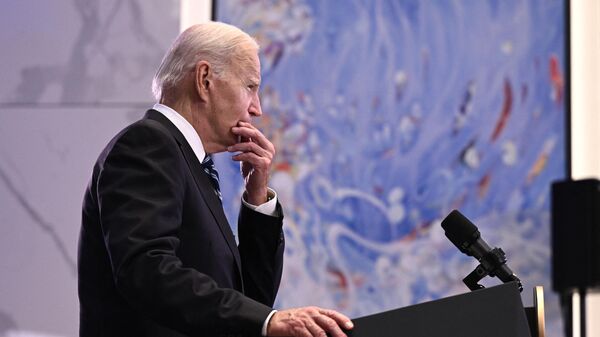 US President Joe Biden holds a press conference during a solidarity visit to Israel, on October 18, 2023. - Sputnik International