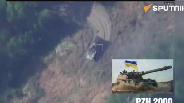 Destruction of Ukrainian troops and  self-propelled gun PZH 2000 - Sputnik International
