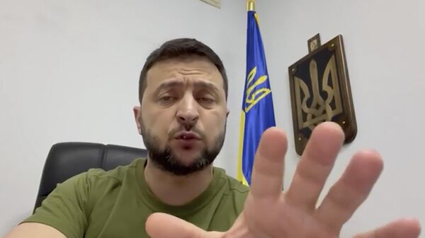 In this image from video Volodymyr Zelensky speaks from Kiev, Ukraine, Thursday, April 21, 2022. - Sputnik International