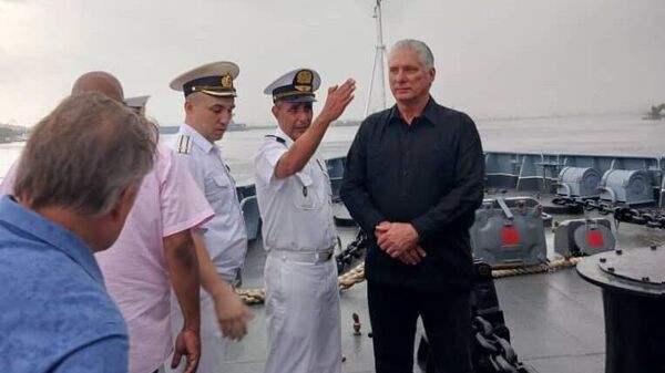 Cuban President Visits Russian Ships in Havana Port