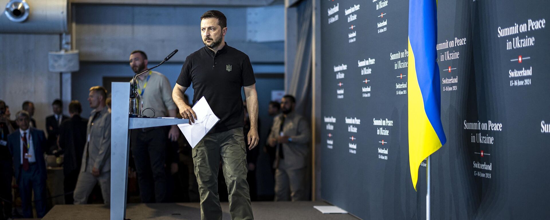 Ukraine's President Volodymyr Zelensky addresses the closing press conference of the Summit on peace in Ukraine, at the Burgenstock resort, near Lucerne, on June 16, 2024.  - Sputnik International, 1920, 17.06.2024