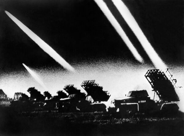 Despite suffering stinging defeats during the initial phase of the German invasion, Soviet troops continued fighting no matter the odds.Above: Soviet rocket launchers rain death upon Nazi German forces. - Sputnik International