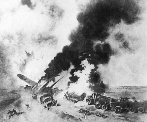 Many Soviet soldiers, sailors and pilots voluntarily gave their lives for defense of their Motherland. On June 26, 1941 the crew of Captain Nikolai Gastello rammed their burning bomber aircraft into a German armored column. - Sputnik International