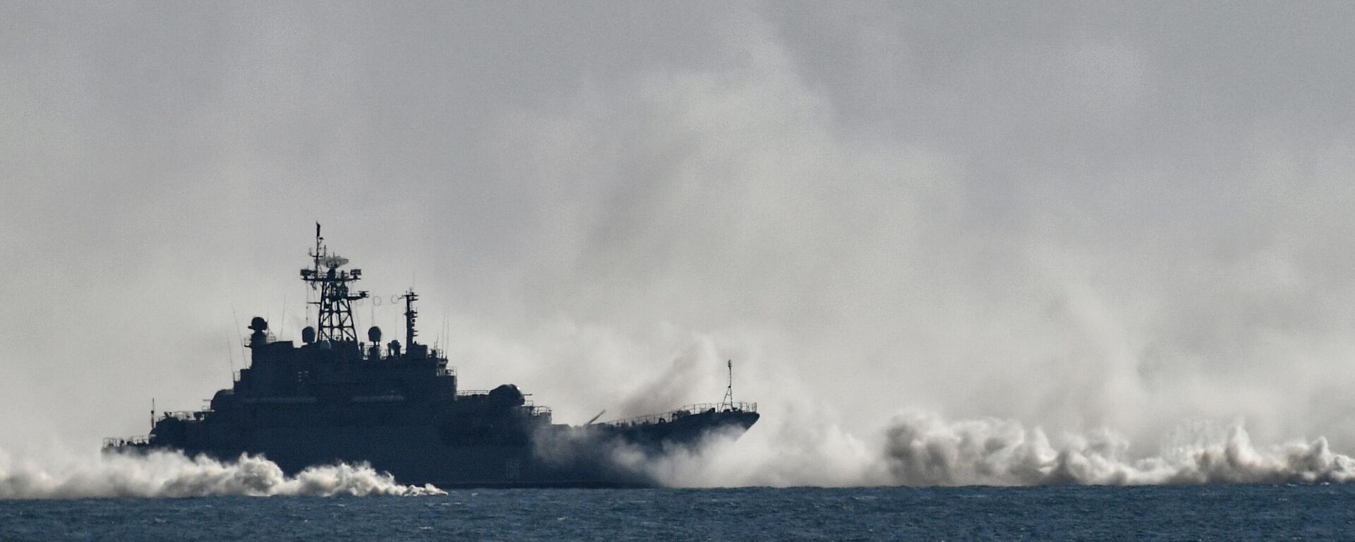 The Russian Navy Caesar Kunikov landing ship is seen during an amphibious assault exercise along the coast held by army corps and naval infantry units of the Russian Black Sea Fleet at the Opuk training ground near Kerch, Crimea, Russia. - Sputnik International, 1920, 10.07.2024