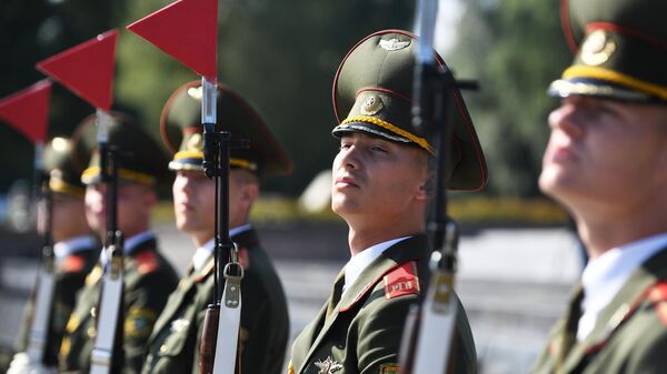 Servicemen attend an opening ceremony of the 2023 Combat Brotherhood joint strategic military exercise of the Collective Security Treaty Organization (CSTO) member states at the Brest Hero Fortress memorial complex in Brest, Belarus. - Sputnik International