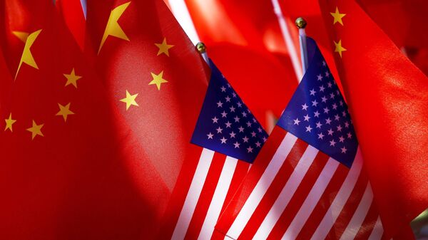 American flags are displayed together with Chinese flags - Sputnik International