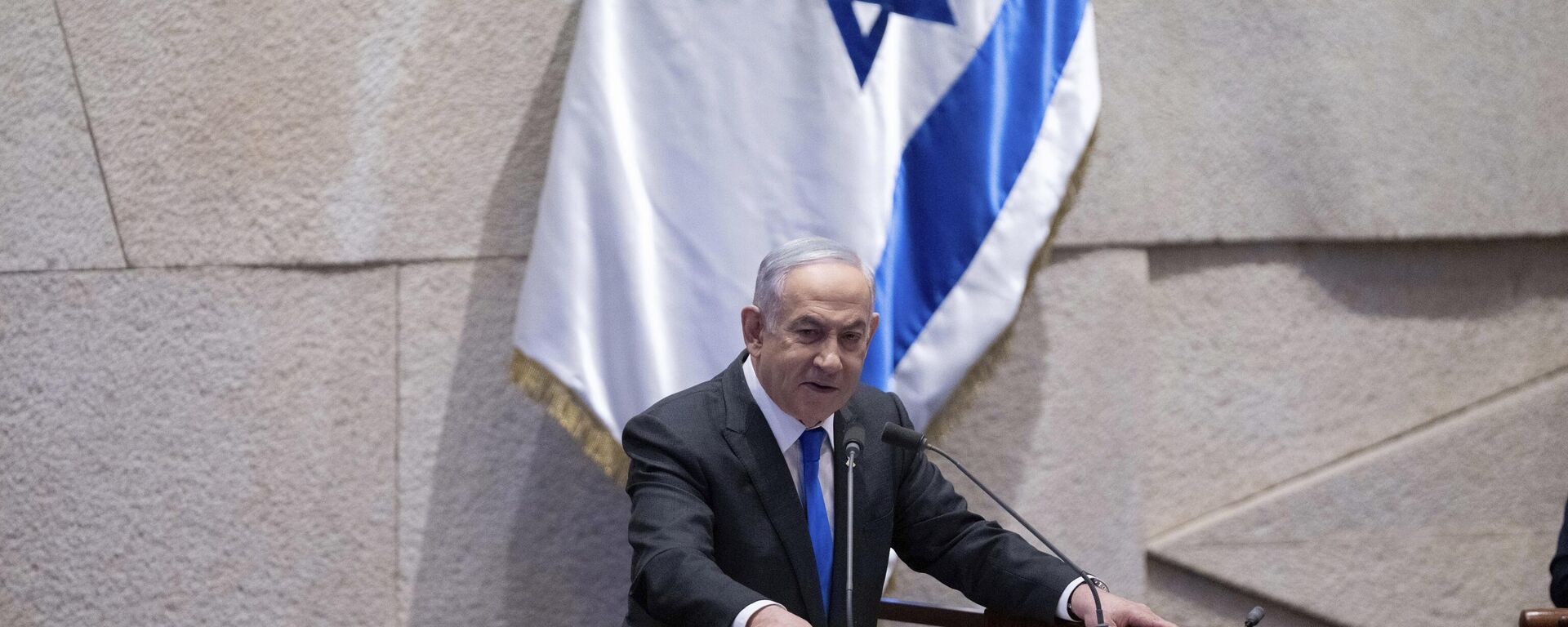 Israel's Prime Minister Benjamin Netanyahu addresses lawmakers in the Knesset, Israel's parliament - Sputnik International, 1920, 05.08.2024