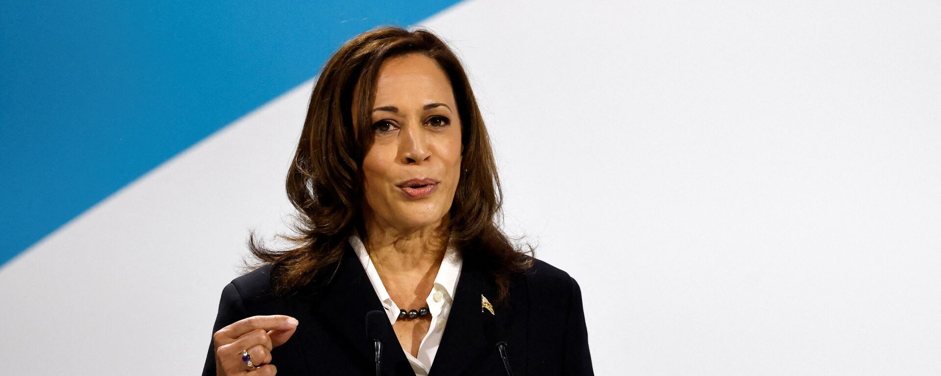 US Vice President Kamala Harris gives a speech during the opening ceremony of the Paris Peace Forum at The Grande Halle de la Villette in Paris on November 11, 2021. - Sputnik International, 1920, 17.08.2024