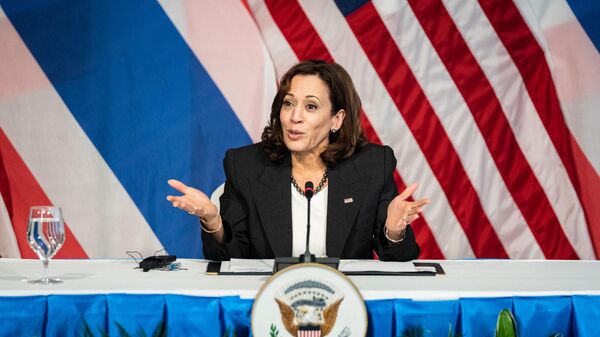 US Vice President Kamala Harris takes part in a forum with civil society members on climate and clean energy at the US Chief of Mission’s Residence in Bangkok on November 20, 2022.  - Sputnik International