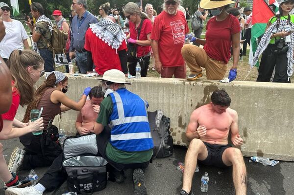 Pro-peace protesters near the Capitol after the police pepper sprayed them - Sputnik International