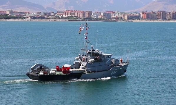 Project 1258 raid minesweeper &quot;Korund&quot; RT-71 of the Caspian flotilla during the drills. - Sputnik International