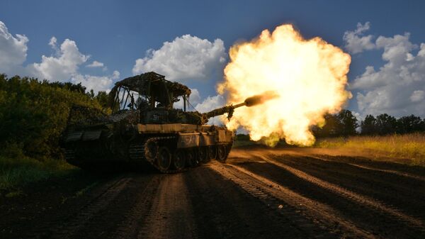 Сombat work of a Russian tank in the special military operation zone. File photo - Sputnik International